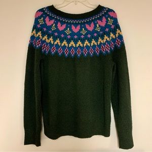 Dark Green, Heart Pattern Sweater